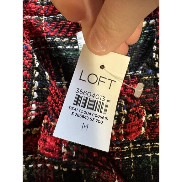 LOFT  Women Tweed Size Medium Button Down Jacket Polyester Long Sleeve NWT City - Picture 9 of 12